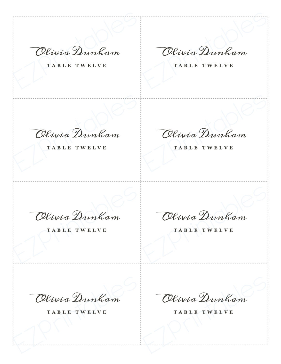 Printable Place Card Template INSTANT DOWNLOAD Editable