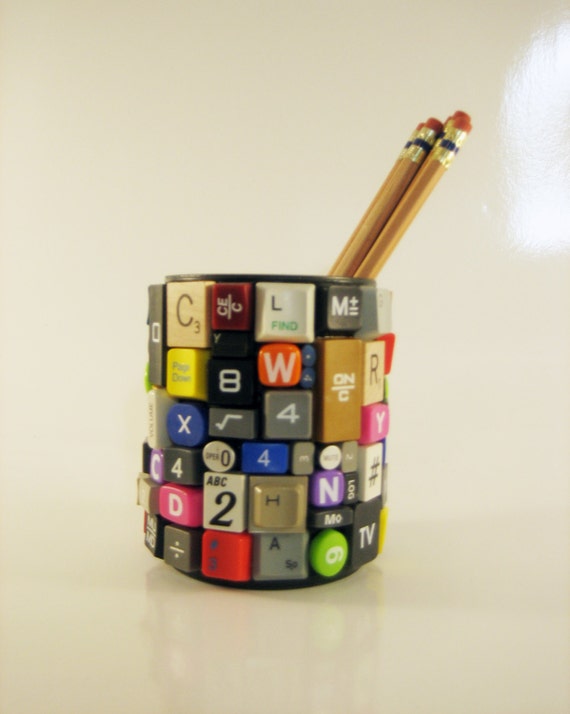 Techie pencil holder. Repurposed upcycled recycled by OfficeDeco