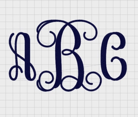 INSTANT DOWNLOAD Large 3 Letter Script Monogram by PolkaDotSewing