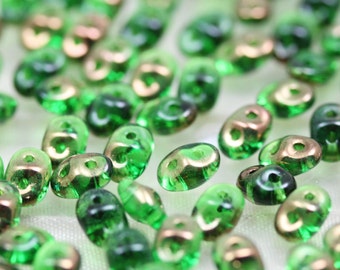 20grams 5x2mm Chrysolite Semi Bronze Luster - 2-hole SuperDuo Czech Glass Beads