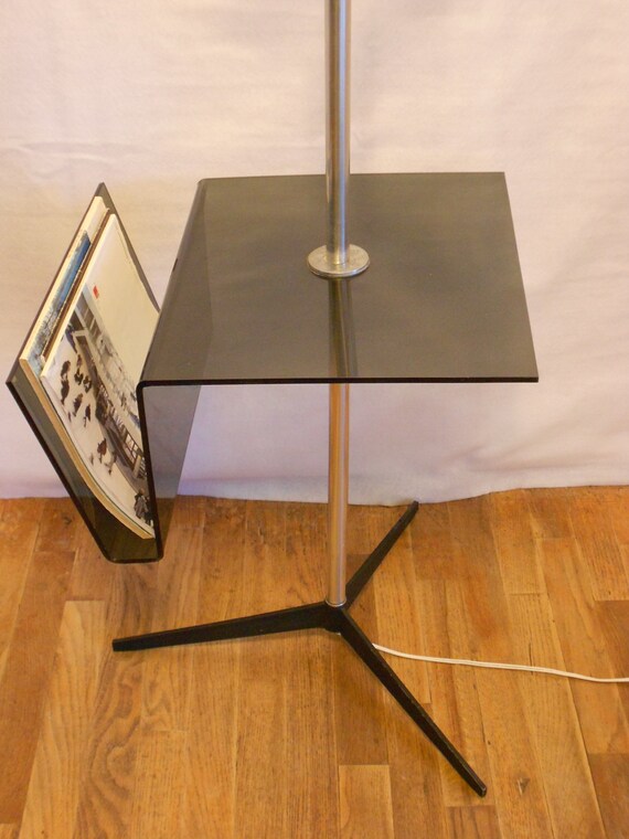 Lucite MCM Table and Lamp with Magazine Rack by on Etsy