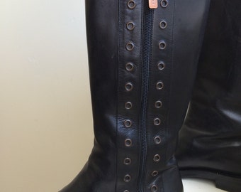 Celine black leather side zip motorcycle boots size 7
