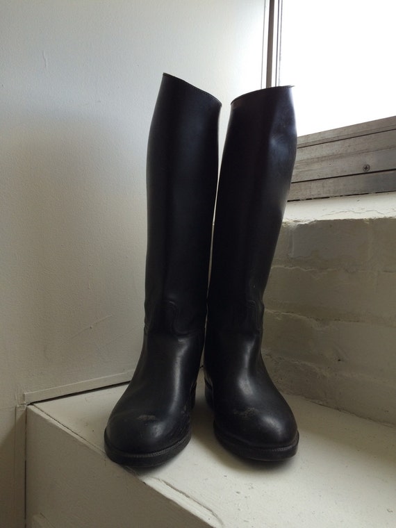 Aigle rubber black tall riding boots size 41 rain boots