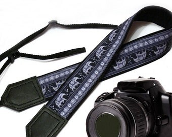 Lucky Elephant camera strap. Ethnic camera strap. DSLR /SLR Camera Strap. Camera accessories by InTePro