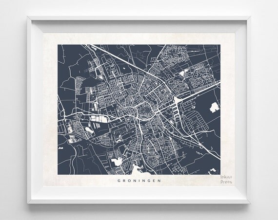 Groningen Map Netherlands Print Groningen Poster