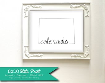 Printable Colorado State Art Print 8x10 Digital Wall Art Gift