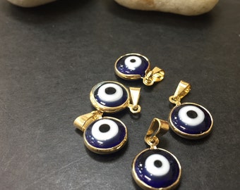 5 pcs Goldfilled 18k 1.5cm evil eye charm AP5445 1.5