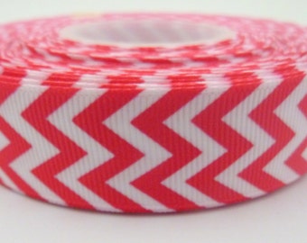 1 Metre of Pink and White Chevron Zig Zag Ribbon