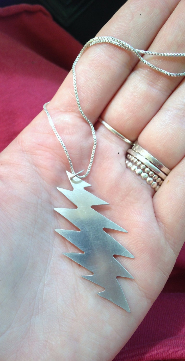 Sterling silver 13 point Grateful Dead lightning bolt pendant