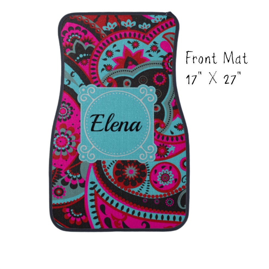 Custom Personalized Set of Car Floor Mats Your Name Paisley