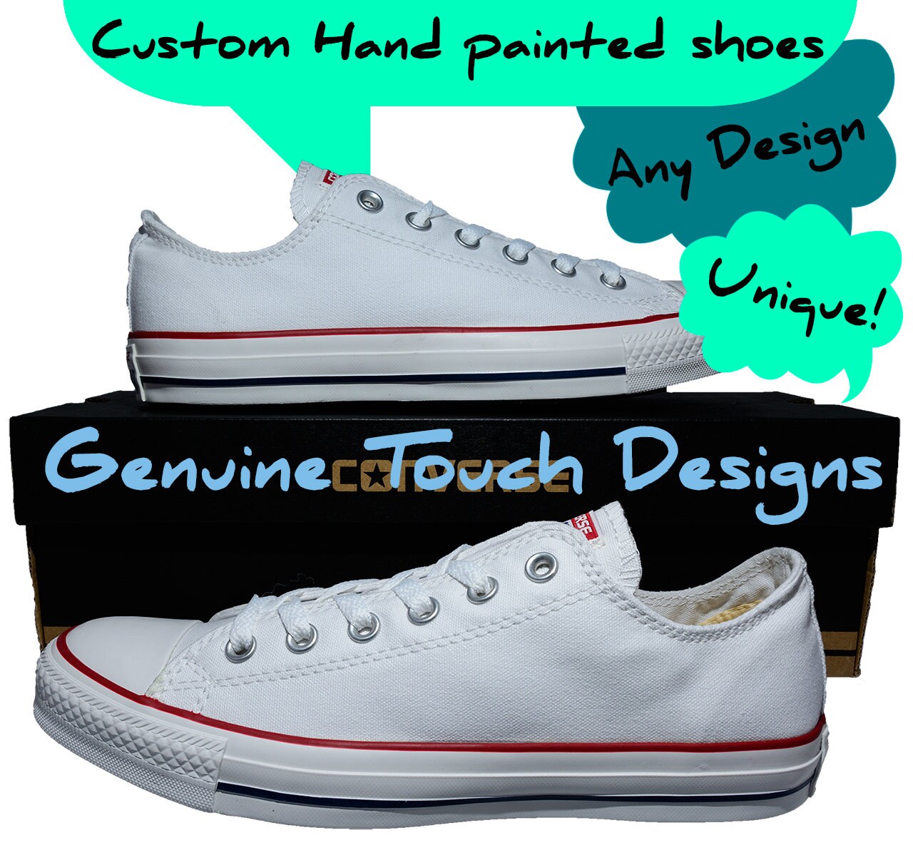 Hand Painted Converse Low Sneakers Custom by GenuineTouchDesigns