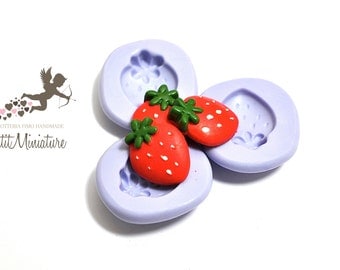 Flexible silicone mold 1,8cm Kawaii strawberry sweet mold Fimo jewelery Charms ST200