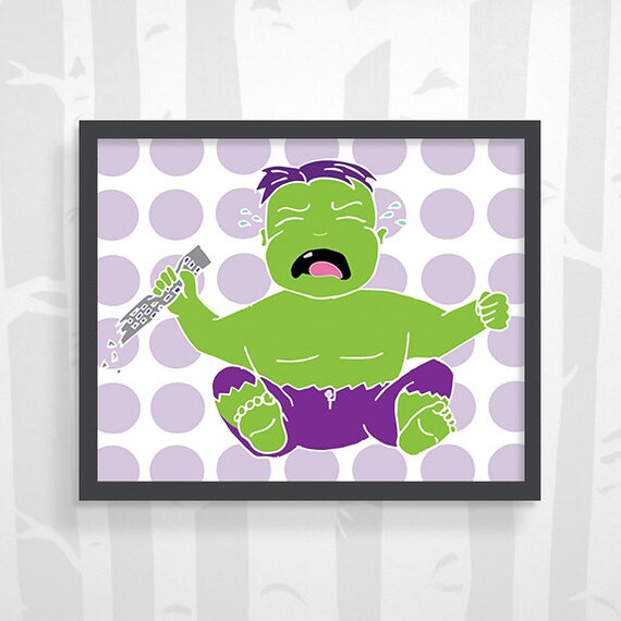 Items similar to Hulk Baby Superhero Custom, Modern Nursery Art Print ...
