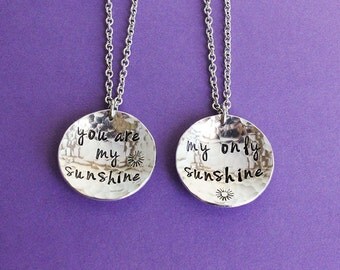 Mother Daughter Necklaces - You are my sunshine - My only sunshine - Mother Daughter Set - Daughter Gift - Mother's Day Gift - Gift for Girl
