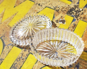 Glass Box / Small Oval / Keepsake / Heavy for its size / Simple lines / Sunburst Design