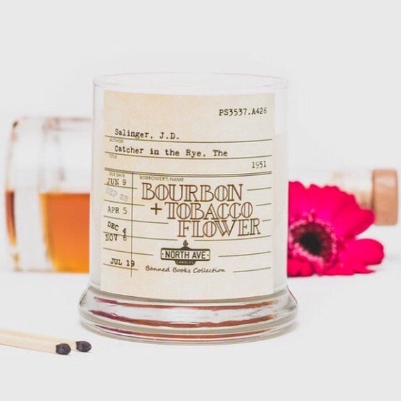 Bourbon + Tobacco Flower Scented Candle / Inspired by The Catcher in the Rye / Part of North Ave Candles' Banned Books Collection