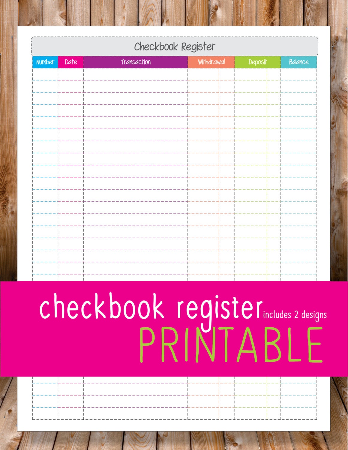 easy printable checkbook register for idiots