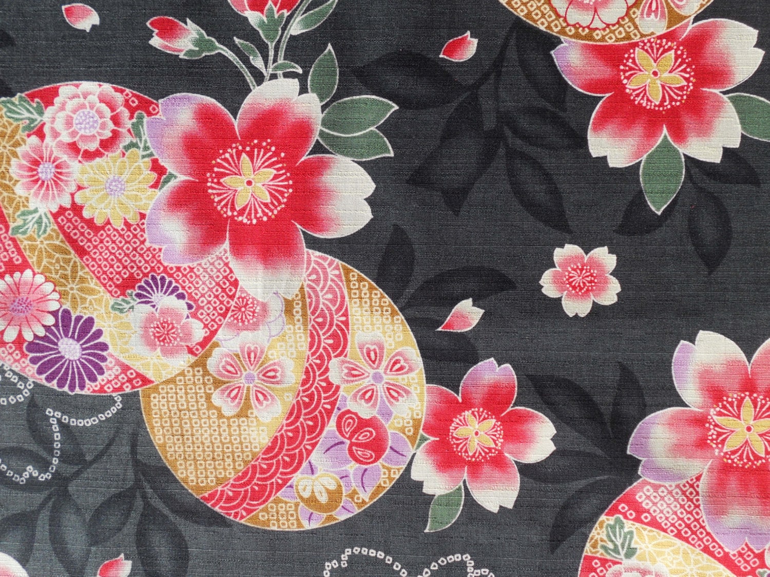 Floral. Ball. Japanese cotton fabric. Japanese fabric.