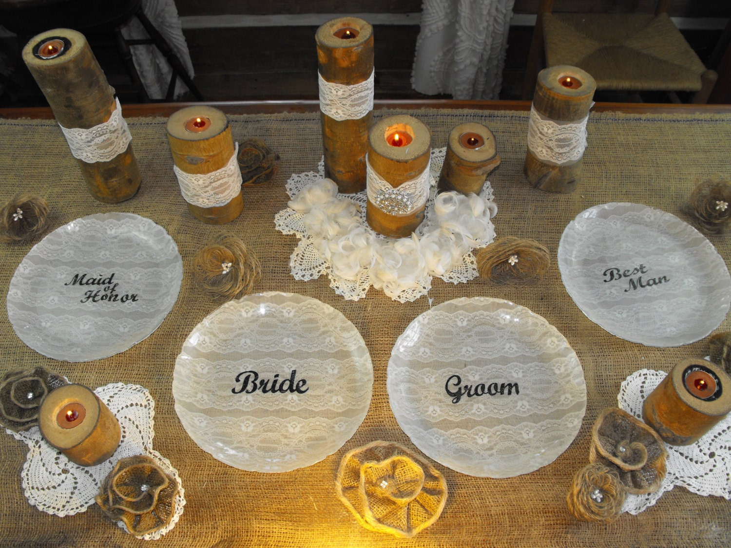 Personalized Lace Wedding Reception Glass Dinner Plates a must
