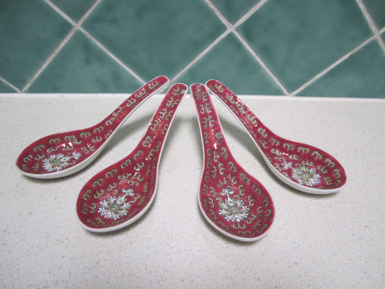 Four Vintage Chinese China Spoons Haute Juice
