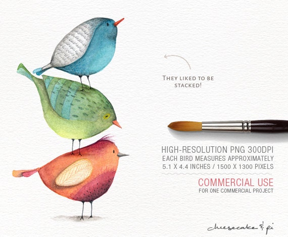 Download Watercolor birds: PNG clipart / 3 whimsical by ...