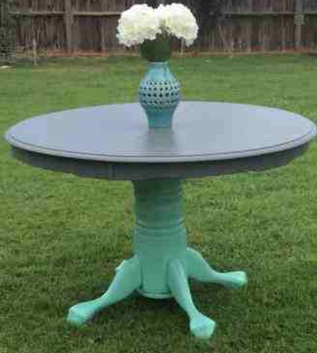 Mint Green and Gray Ombre Round Dining Table Haute Juice