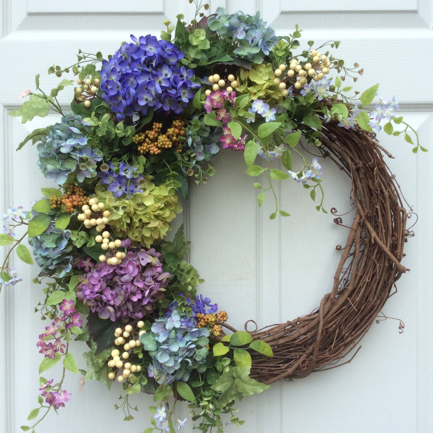 Summer Wreath-Hydrangea Wreath-Garden by ReginasGarden on Etsy