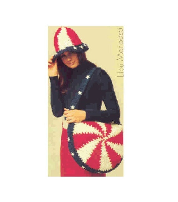 crochet pattern mesh hat and Bag Handbag Purse  Mesh Vintage Hat Pattern Crochet Americana  Big