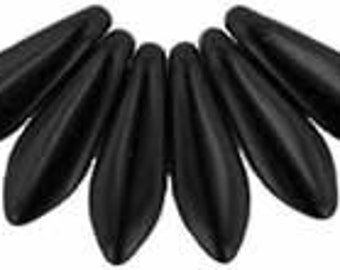 Czech Glass Daggers 3x11 - Jet - Pack 100