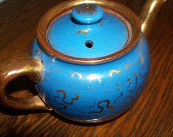 Hand Painted Sadler Staffordshire Teapot /Blue and Gold