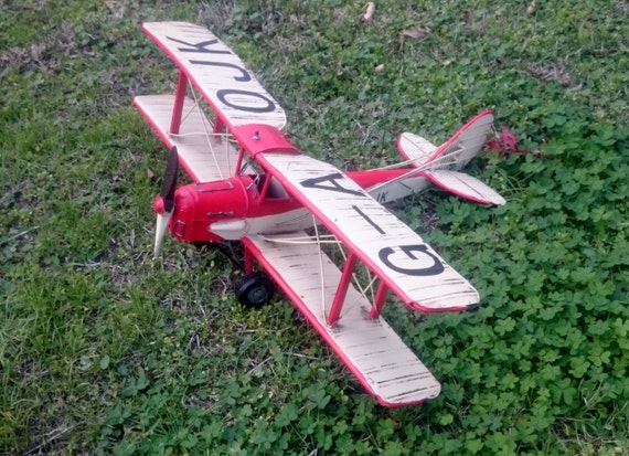 Vintage Red & White Tiger Moth Plane Tiger Moth Model Plane