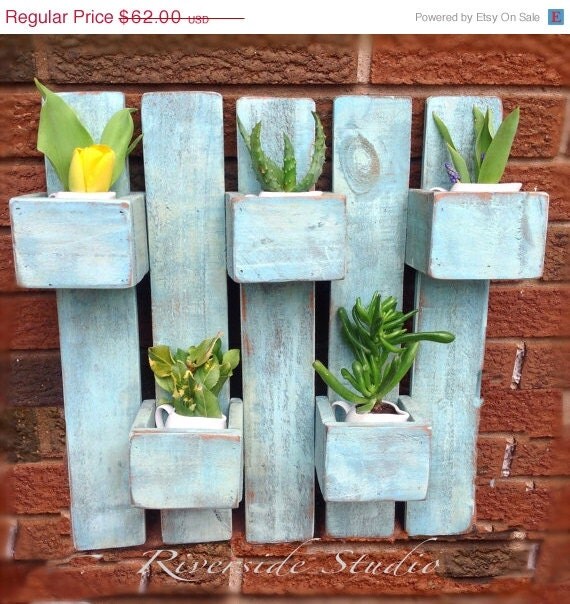 Succulent or Herb Garden Wall Planter from by RiversideStudioON