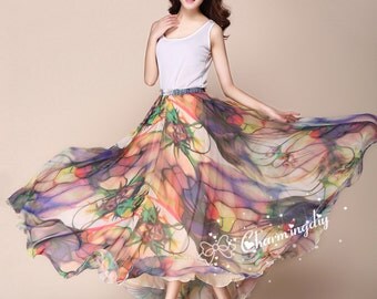 60 Colors Chiffon Skirt Long Maxi Sundress Beachdress Holiday Dress Women Summer Pleat Dress Beach Skirt Plus Size Dresses 13 color Y019