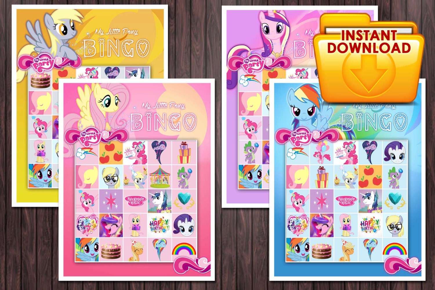 My little pony printable Bingo Game Birthday Party Custom