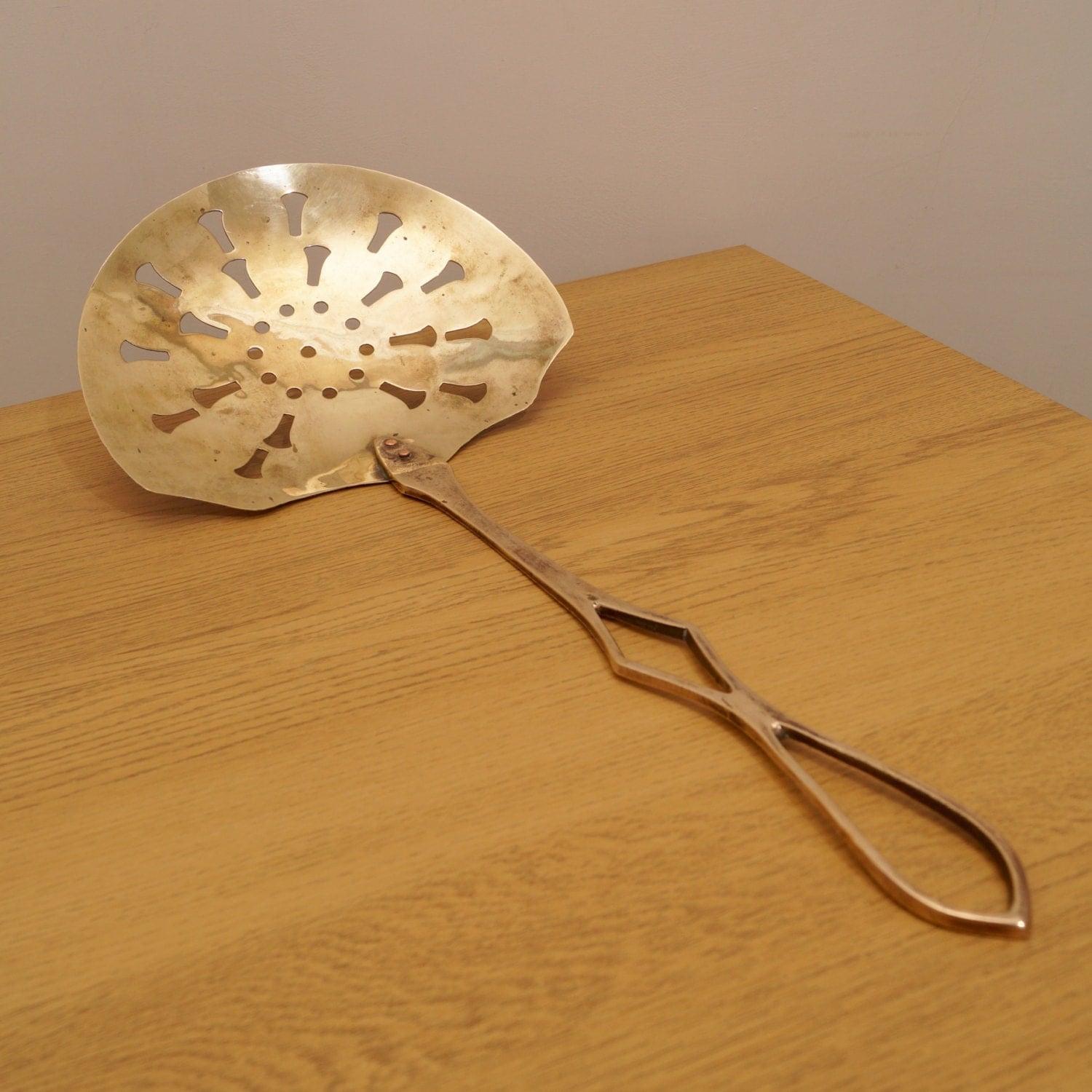 Vintage Brass Spoon With Holes Decorative Wall Hanging Haute Juice