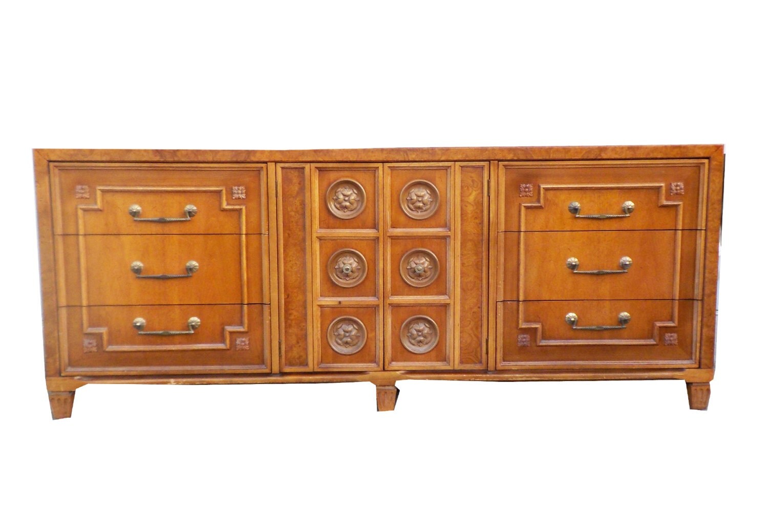Hollywood Regency Ornate Wood Credenza Dresser Sideboard by American of