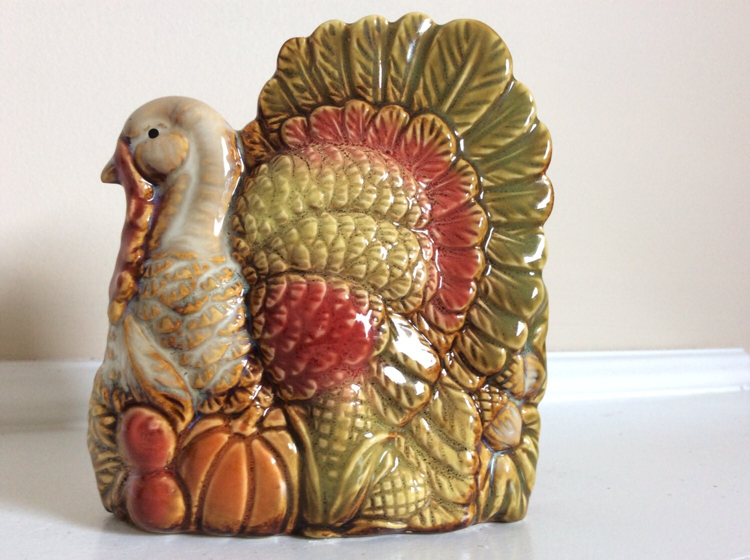A Turkey Napkin Holder Glazed Majolica Ceramic Quality. by FRONIES