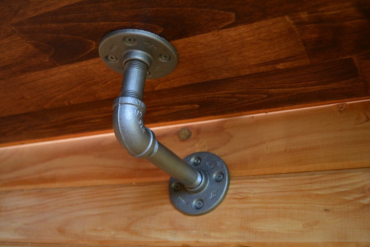 Industrial Pipe Shelf Bracket Metal Pipe Shelf by reclaimerdesign