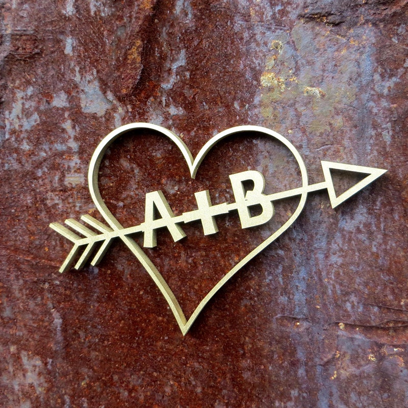  Heart  with initials  wood lettering personalized