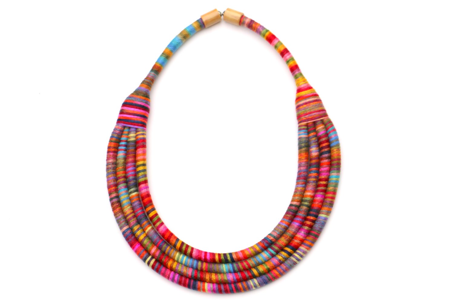 SALE Fabric statement rope necklace colorful textile rope