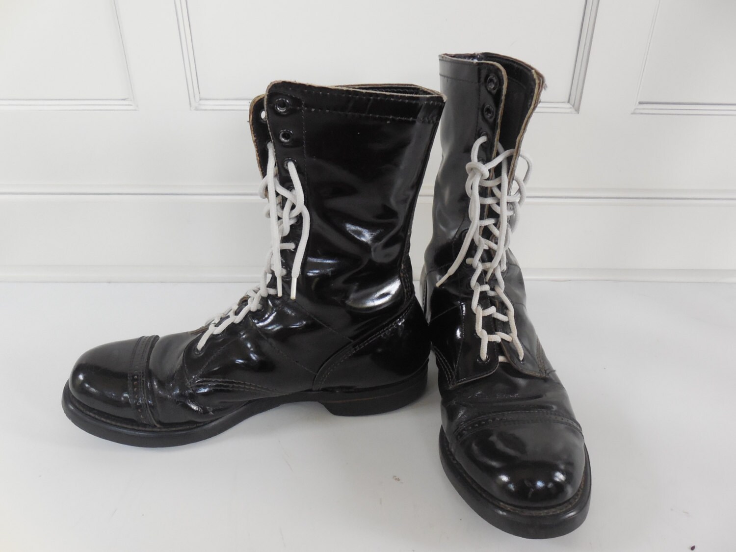 Vintage patent leather cap toe combat boots by LeFTofCenTerVinTage