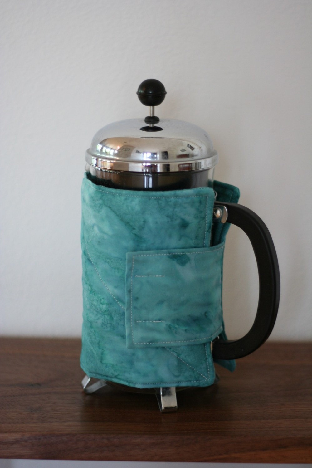 French Press Cozy Blue Batik Fabric by NeedleandFoot on Etsy