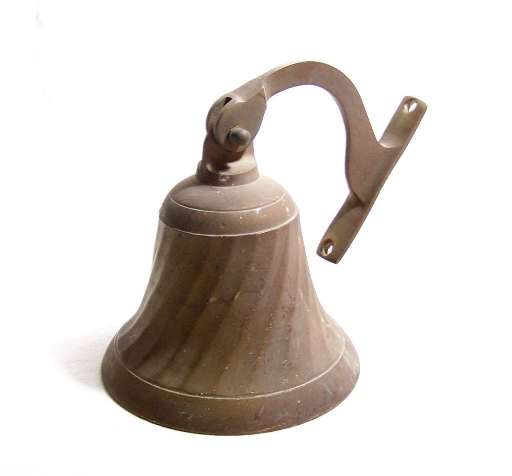 Vintage Wall Mount Brass Bell Call Bell Outdoor by OfDaysPast