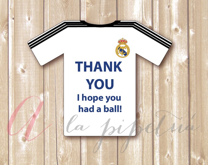 Thank You Favor Tags .Real madrid printable. Printable Favor Tags Soccer Birthday diy Thank You Tags INSTANT DOWNLOAD
