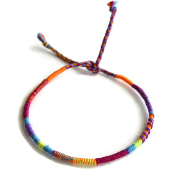 Items similar to Purple Tie Dye Friendship Bracelet and Anklet, Orange ...