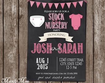 Stock the Nursery Shower Invitation, Baby Shower Invitation, Diaper Party, Diaper and Wipes Party Invitation, Digital