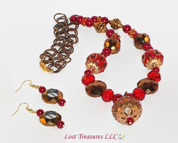 Ruby-Handmade Jewelry Set-2 Piece Ladies by LostTreasuresLLC