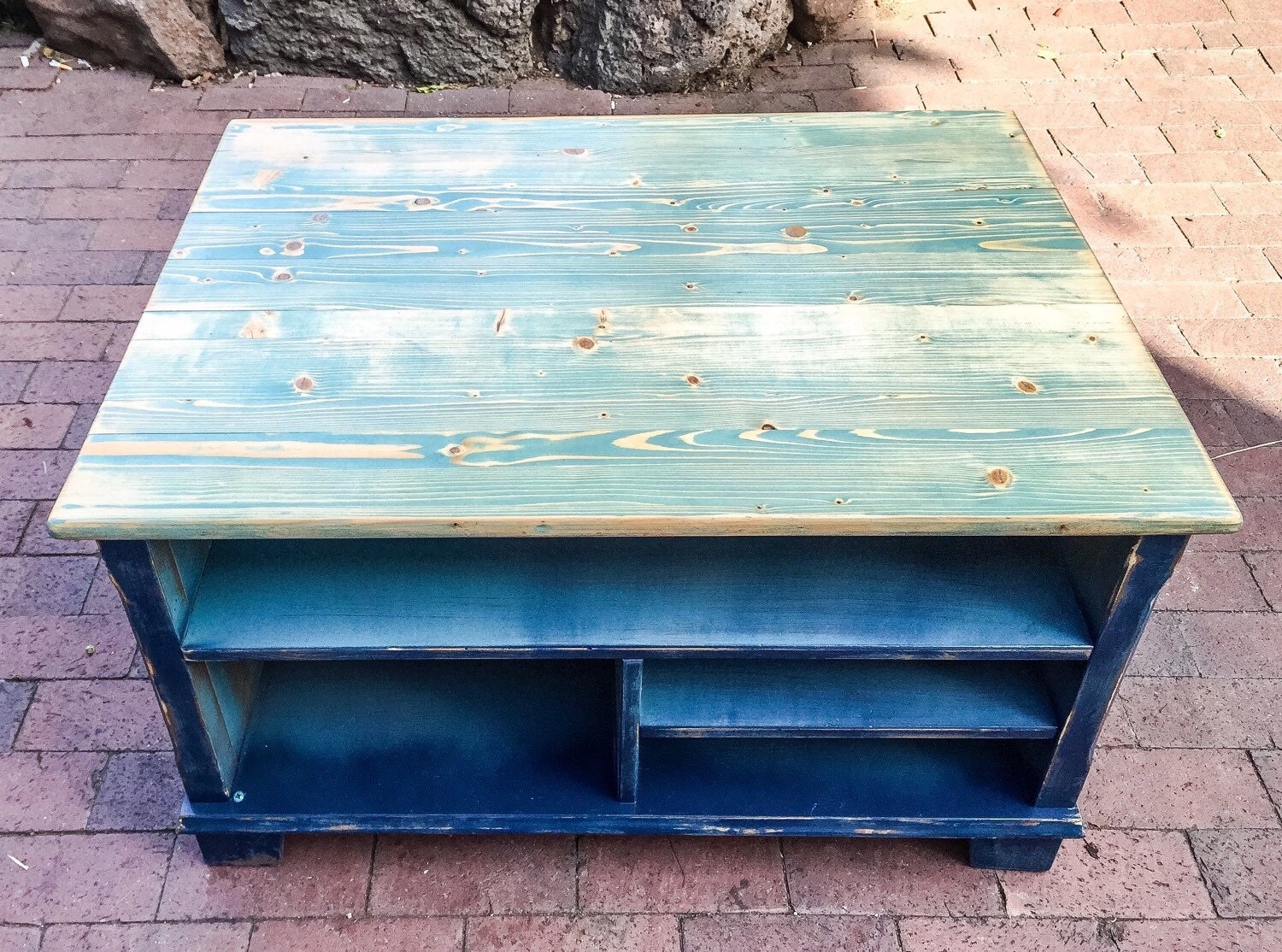 SOLD Blue Coffee Table shabby chic beach house french