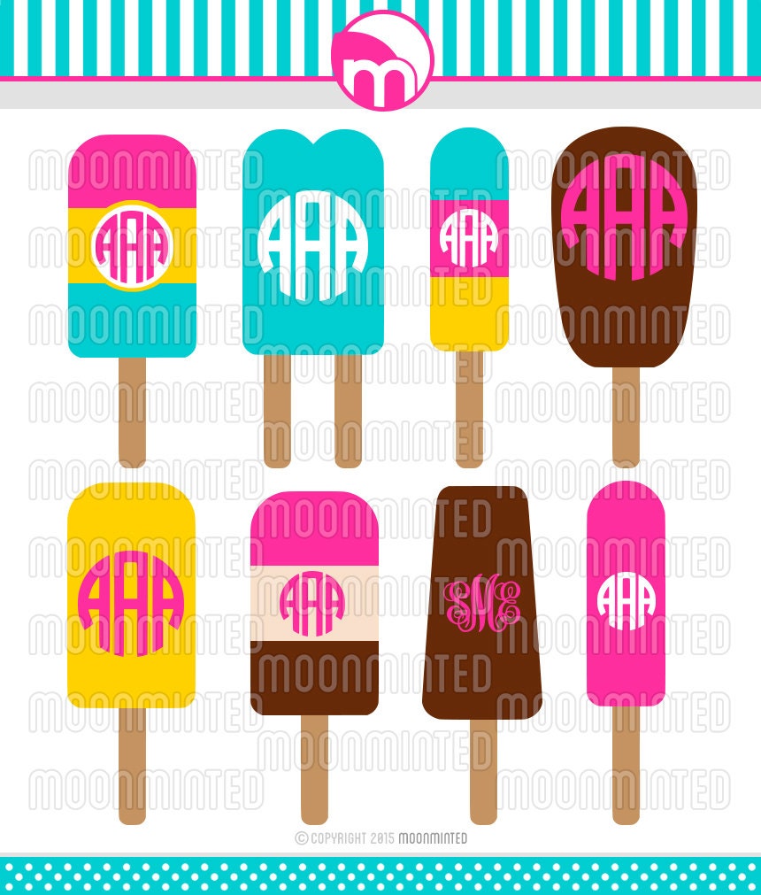 Download Summer Ice Pop SVG Cut Files Monogram Frames for Vinyl