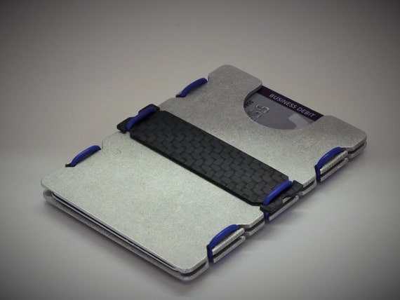 Minimalist RFID Wallet Card Holder Mens Silver Blue by slimTECH